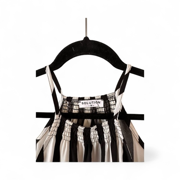 Black and White Striped Halter Dress - Picture 3 of 5